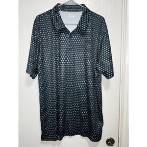 BCG Golf Polo Mens XXL Palm Tree Ball Tee Graphic Print Blue Shirt‎